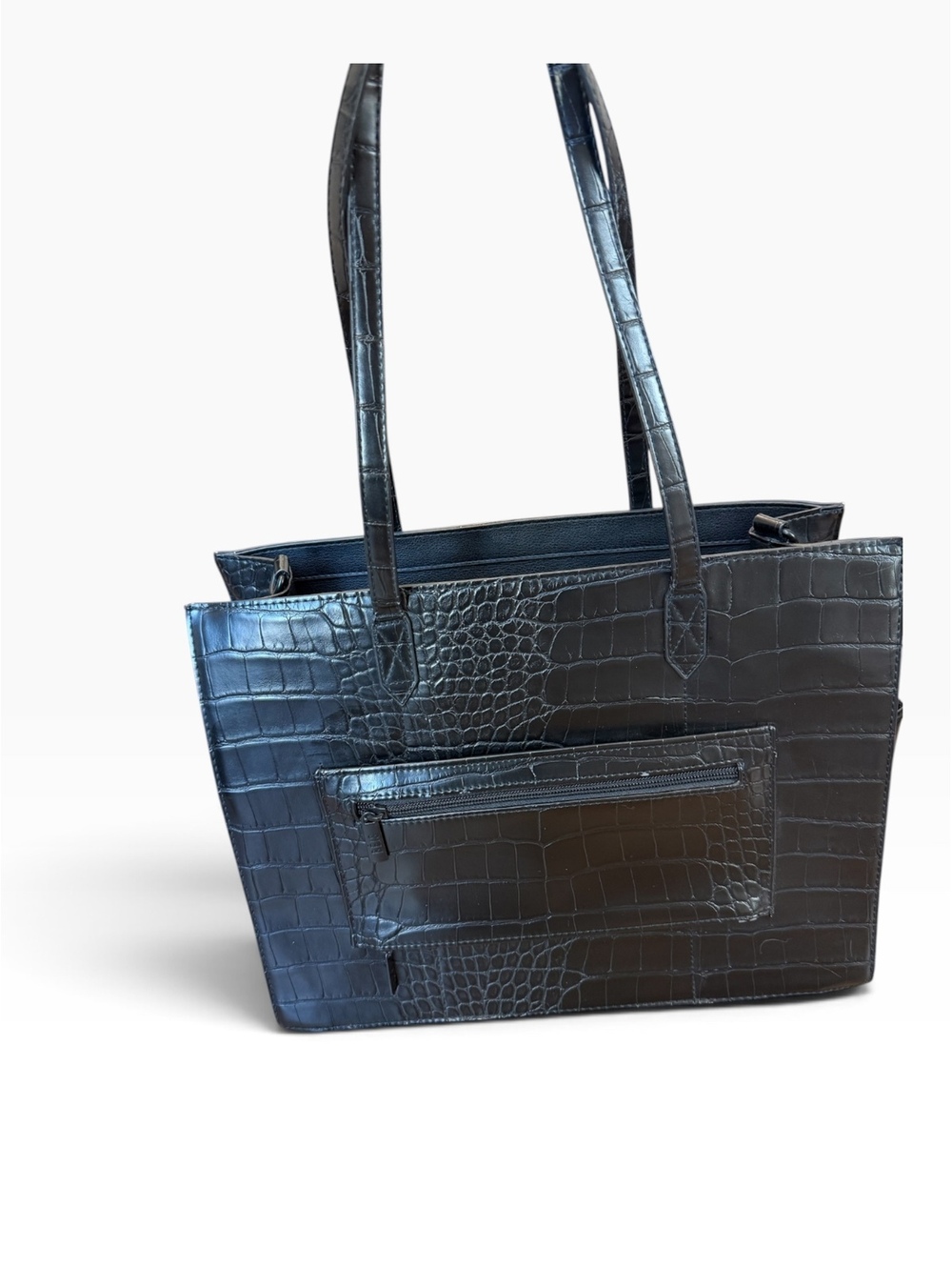 BÉIS The Work Tote Black Croc Embossed Laptop Travel Bag Standard Size